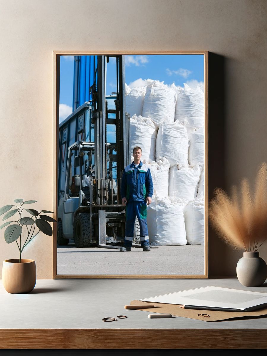 Industrial Forklift Yard Photography Poster. — room view 2