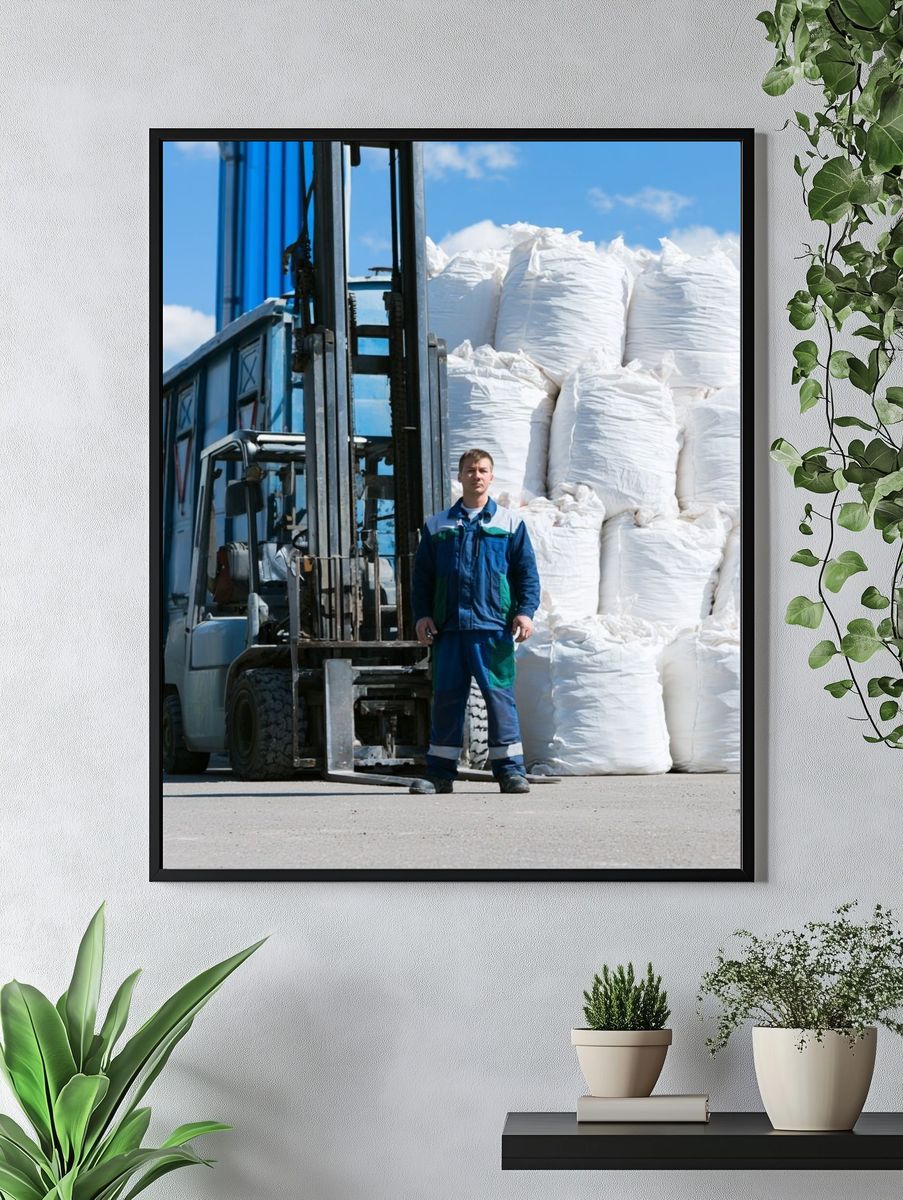 Industrial Forklift Yard Photography Poster. — room view 4