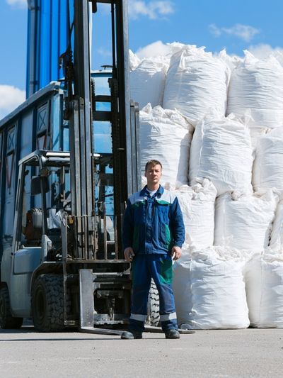 Industrial Forklift Yard Photography Poster.