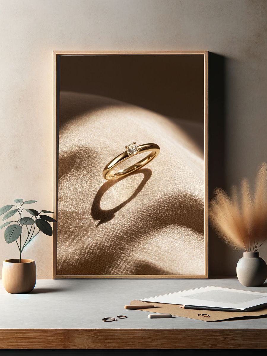 Gold Diamond Ring Photography Poster. — room view 2
