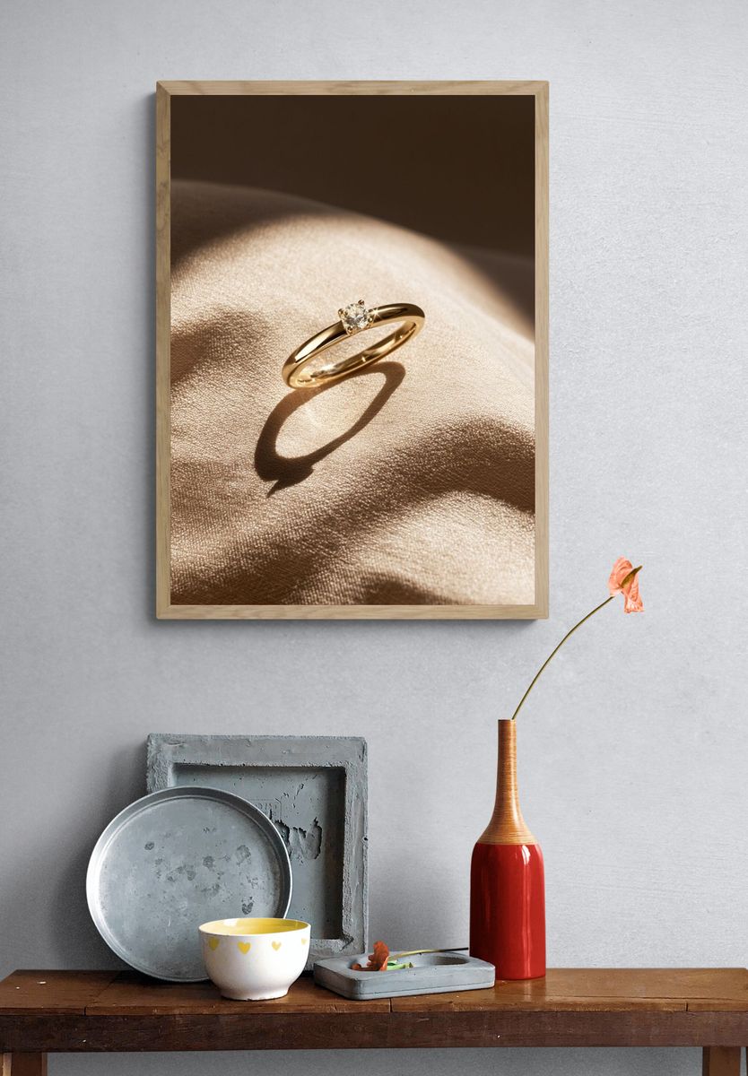 Gold Diamond Ring Photography Poster. — room view 3