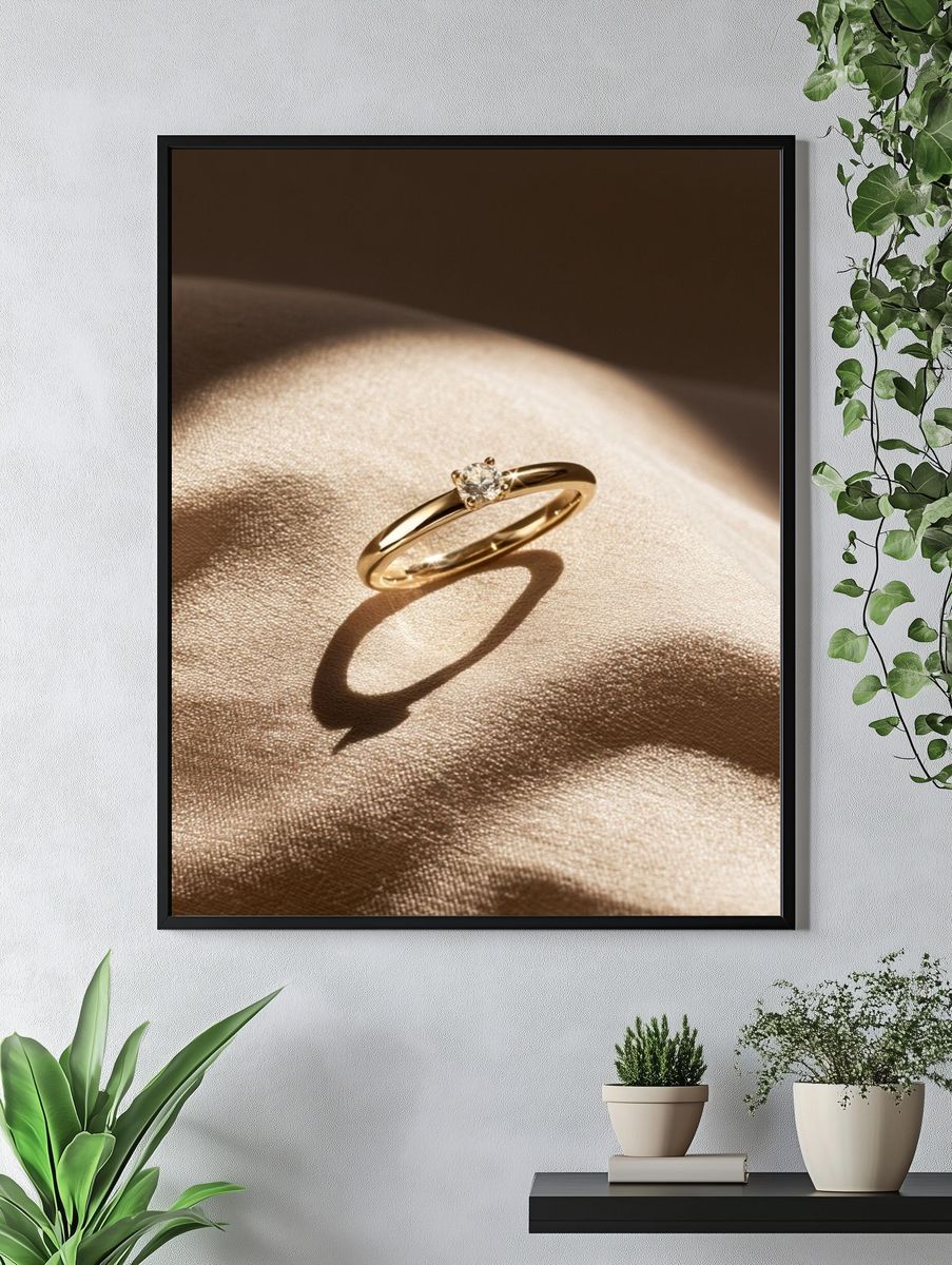 Gold Diamond Ring Photography Poster. — room view 4