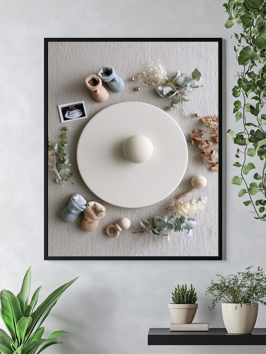 Neutral Baby Flat Lay Photography Poster. — room view 4