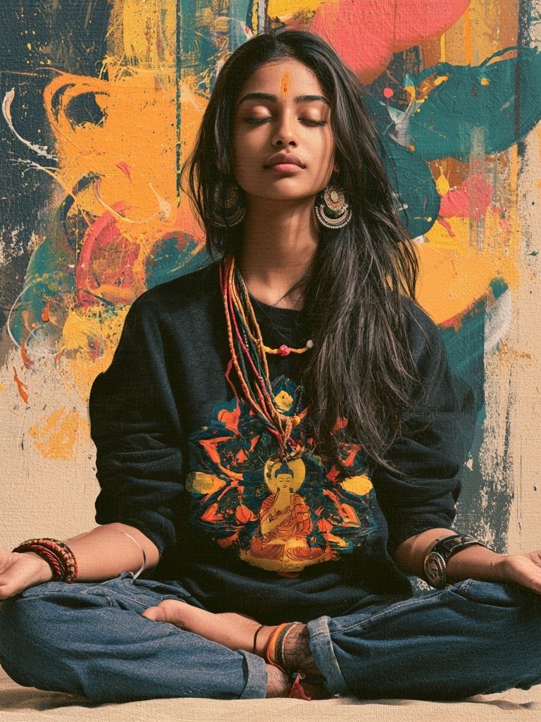 Meditative Woman Portrait Print. poster detail