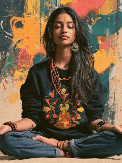 Meditative Woman Portrait Print. poster