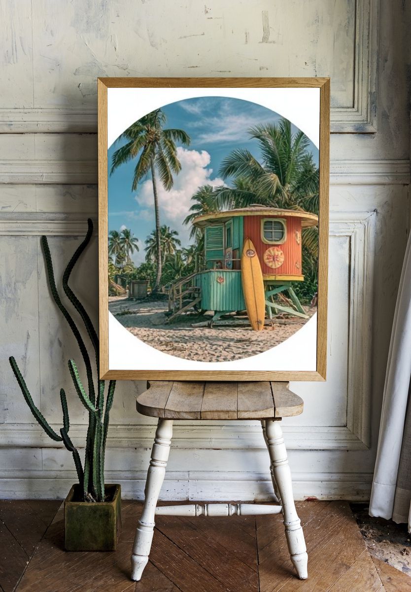 Tropical Surf Shack Photography Poster. room preview