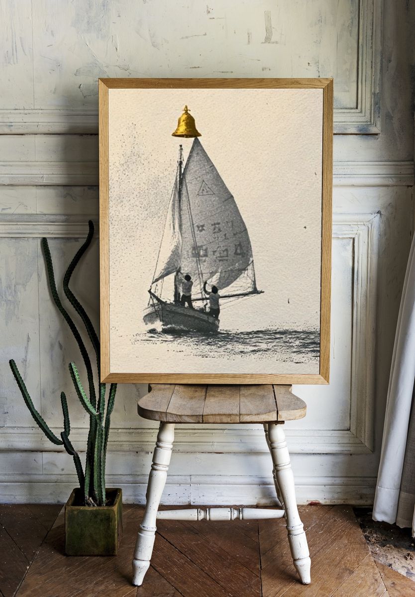 Sailing Boat with Bell Photography Poster. — room view 1