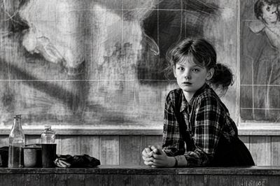 Girl in Classroom Photography Poster. poster
