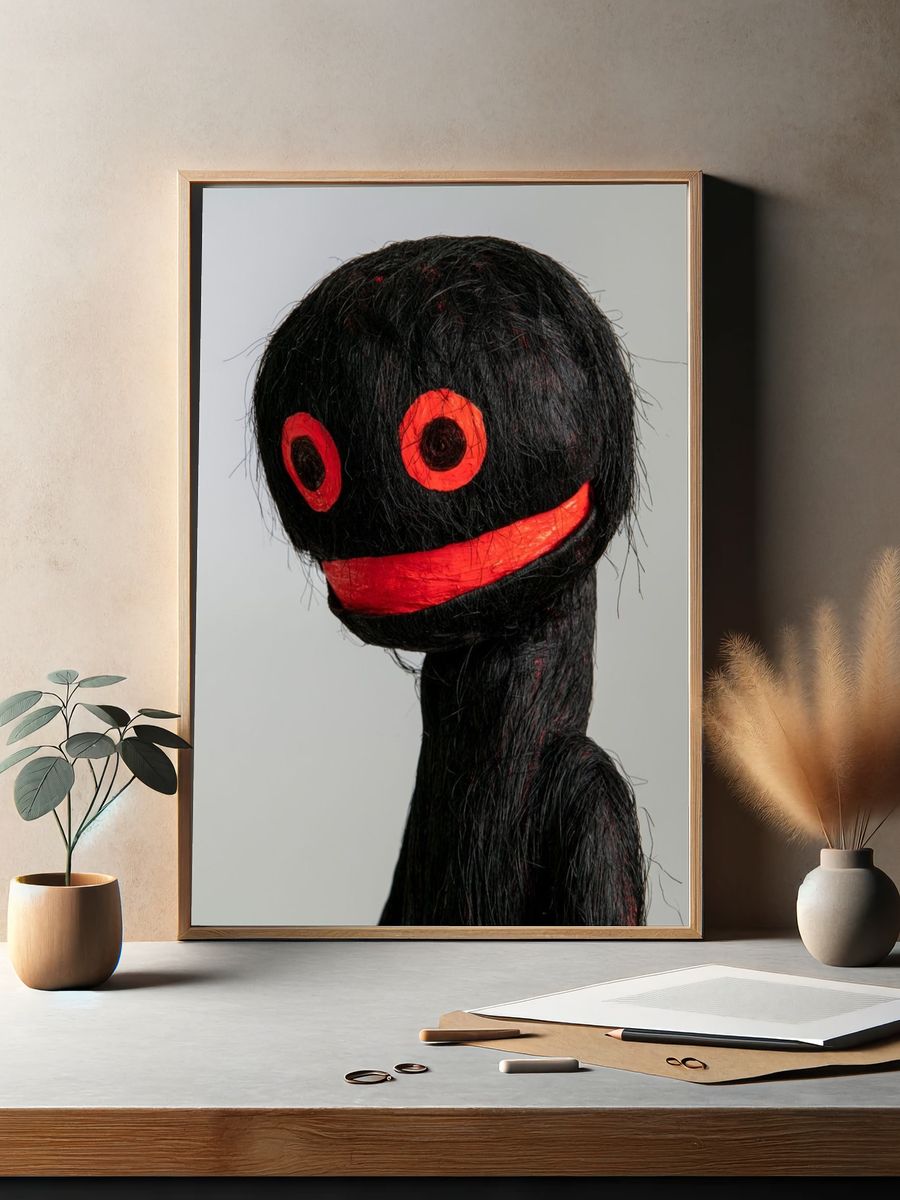 Black Masked Figure Photography Poster. — room view 2