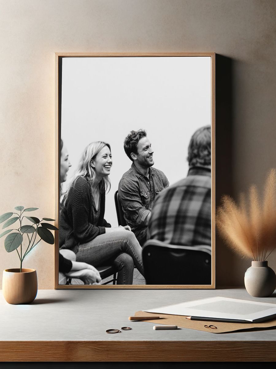 Laughing Group Portrait Poster. — room view 2