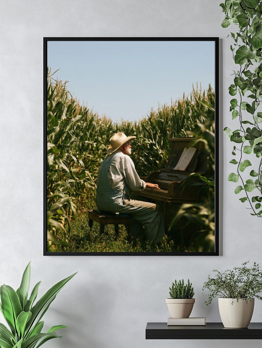 Piano in Cornfield Photography Poster. — room view 4