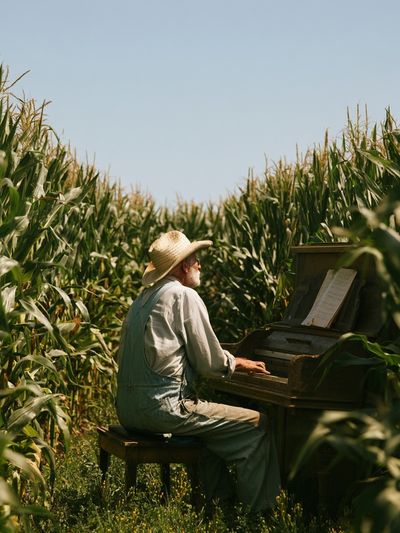 Piano in Cornfield Photography Poster.