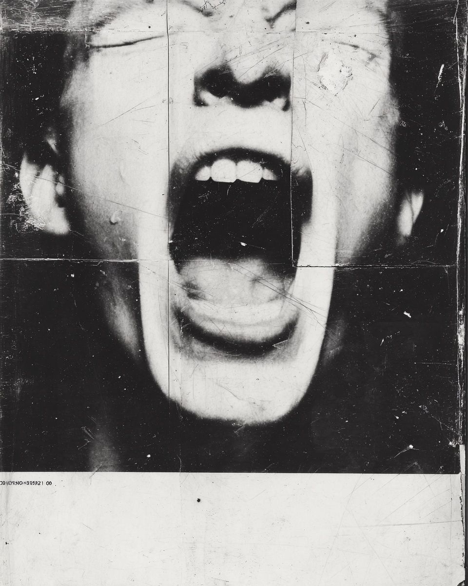 Screaming Face Black-White Poster. poster — photography art