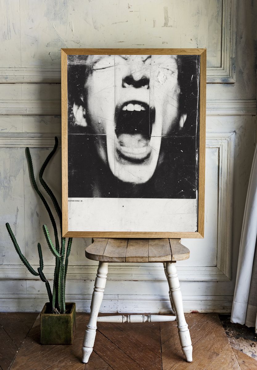 Screaming Face Black-White Poster. room preview