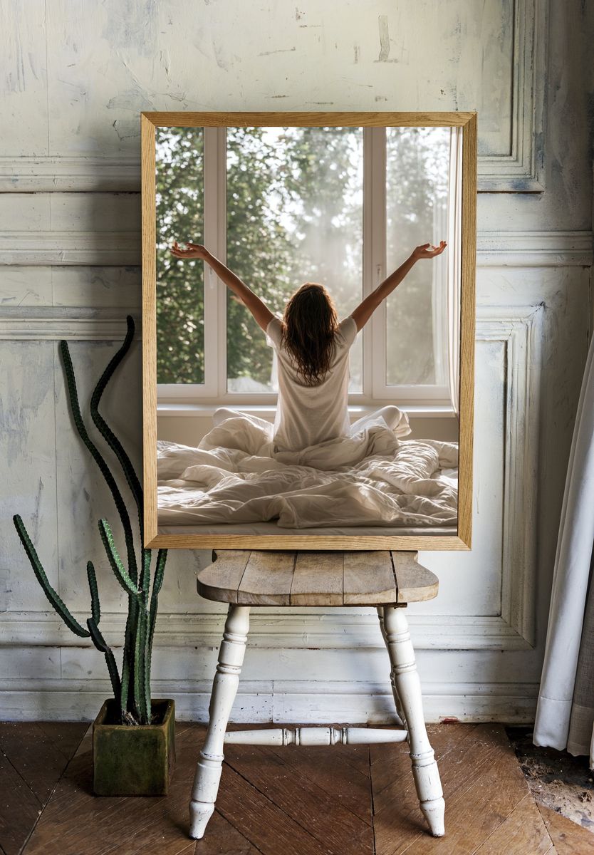 Morning Stretch Bedroom Photography Poster. room preview