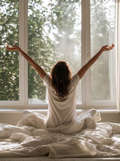 Morning Stretch Bedroom Photography Poster.