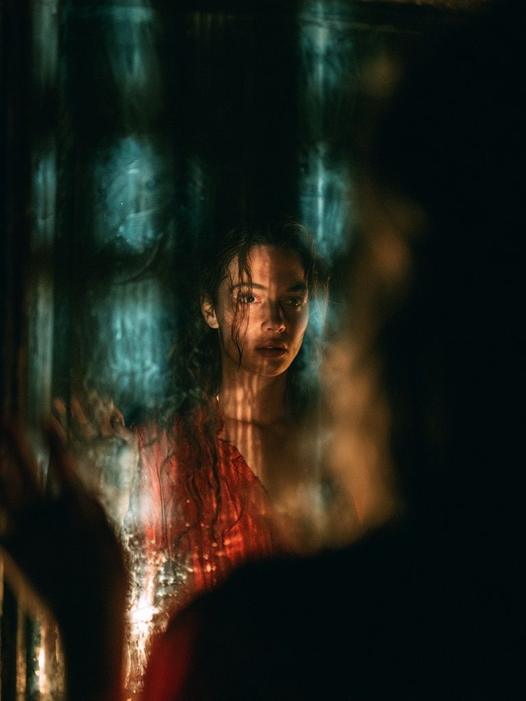 Moody Portrait in Red Poster. poster — photography art