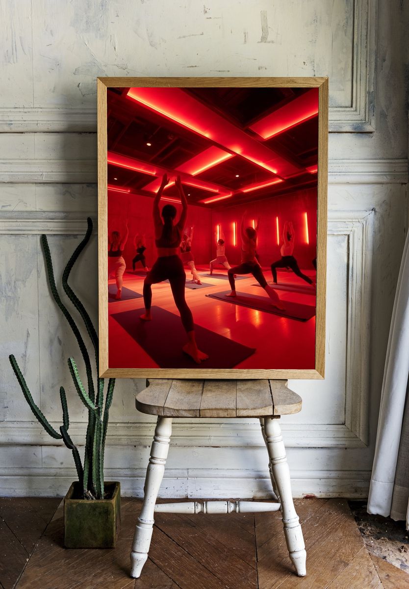 Red Neon Yoga Studio Photography Poster. — room view 1