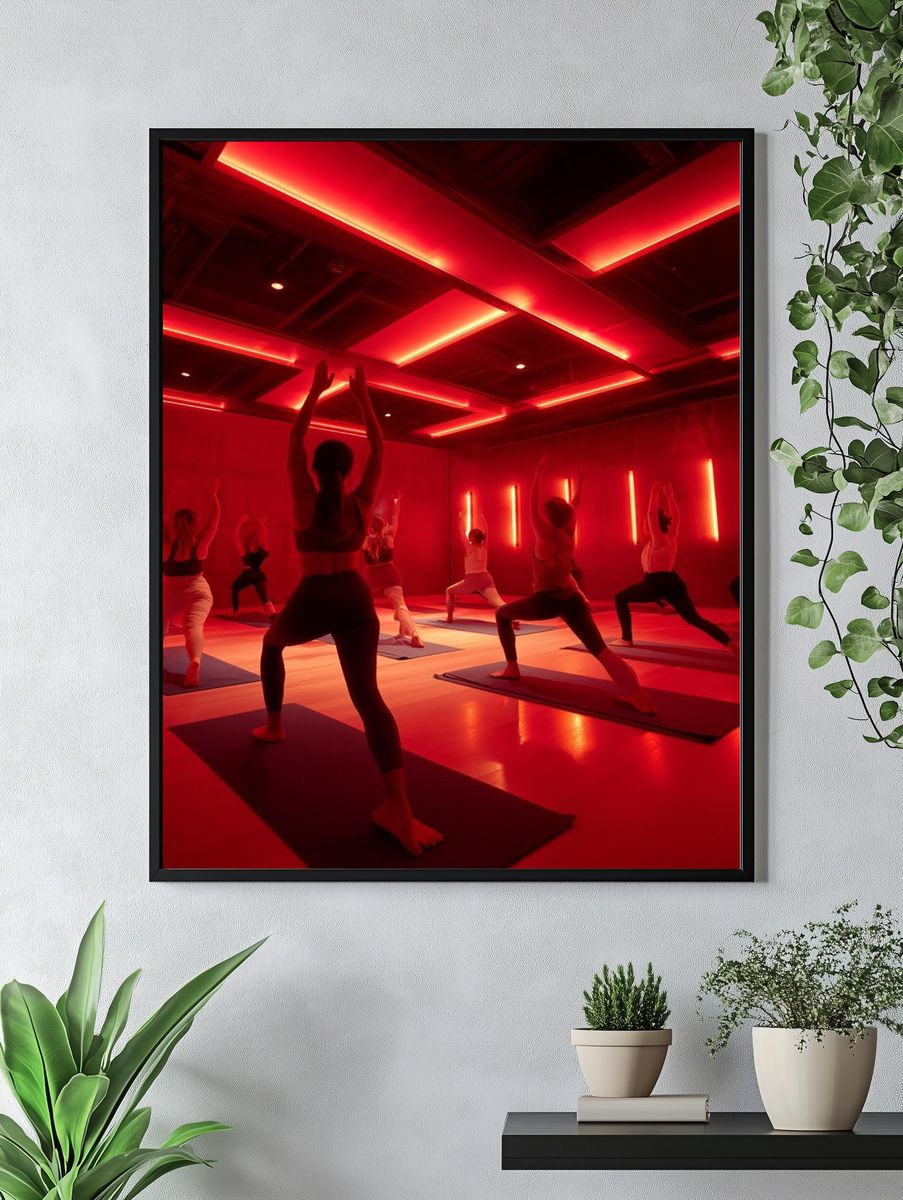 Red Neon Yoga Studio Photography Poster. — room view 4