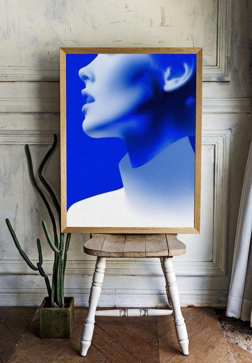 Blue Profile Portrait Photography Poster. room preview