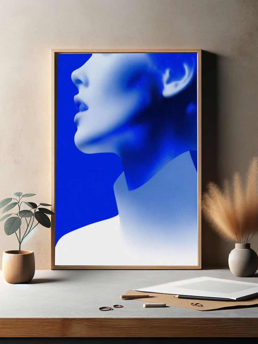 Blue Profile Portrait Photography Poster. — room view 2
