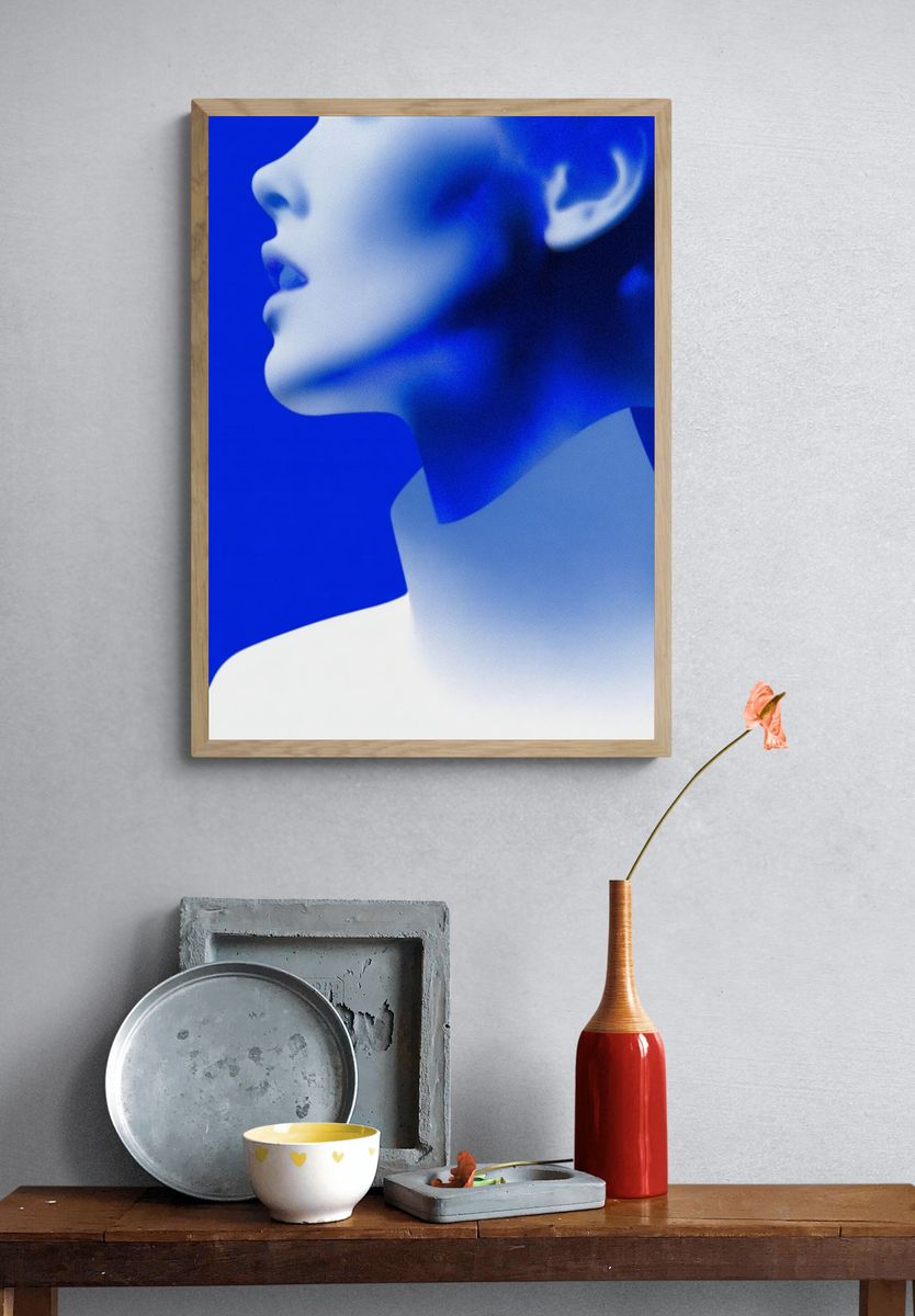 Blue Profile Portrait Photography Poster. — room view 3