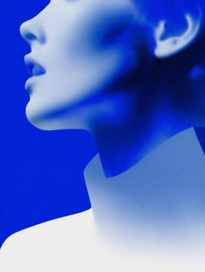 Blue Profile Portrait Photography Poster.