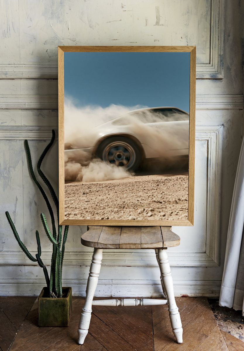 Desert Drift Car Photography Poster. room preview