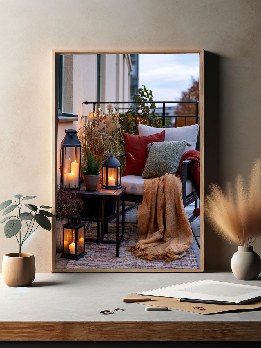 Cozy Balcony Evening Photography Poster. — room view 2