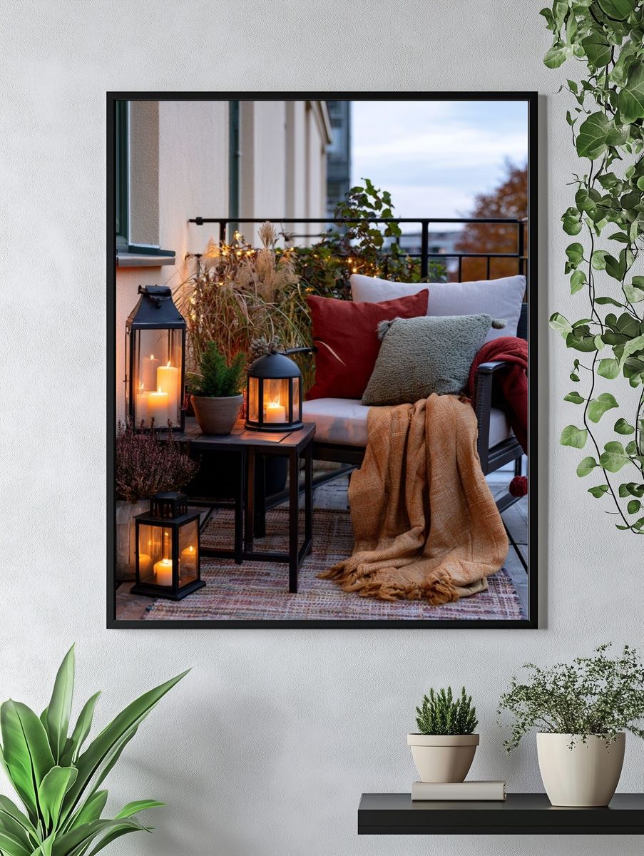 Cozy Balcony Evening Photography Poster. — room view 4