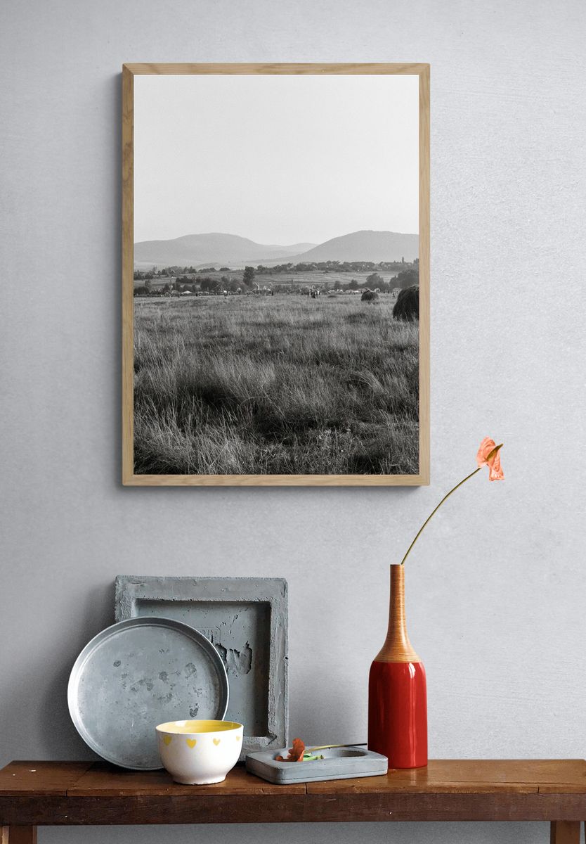 Misty Grassland Landscape Print. — room view 3
