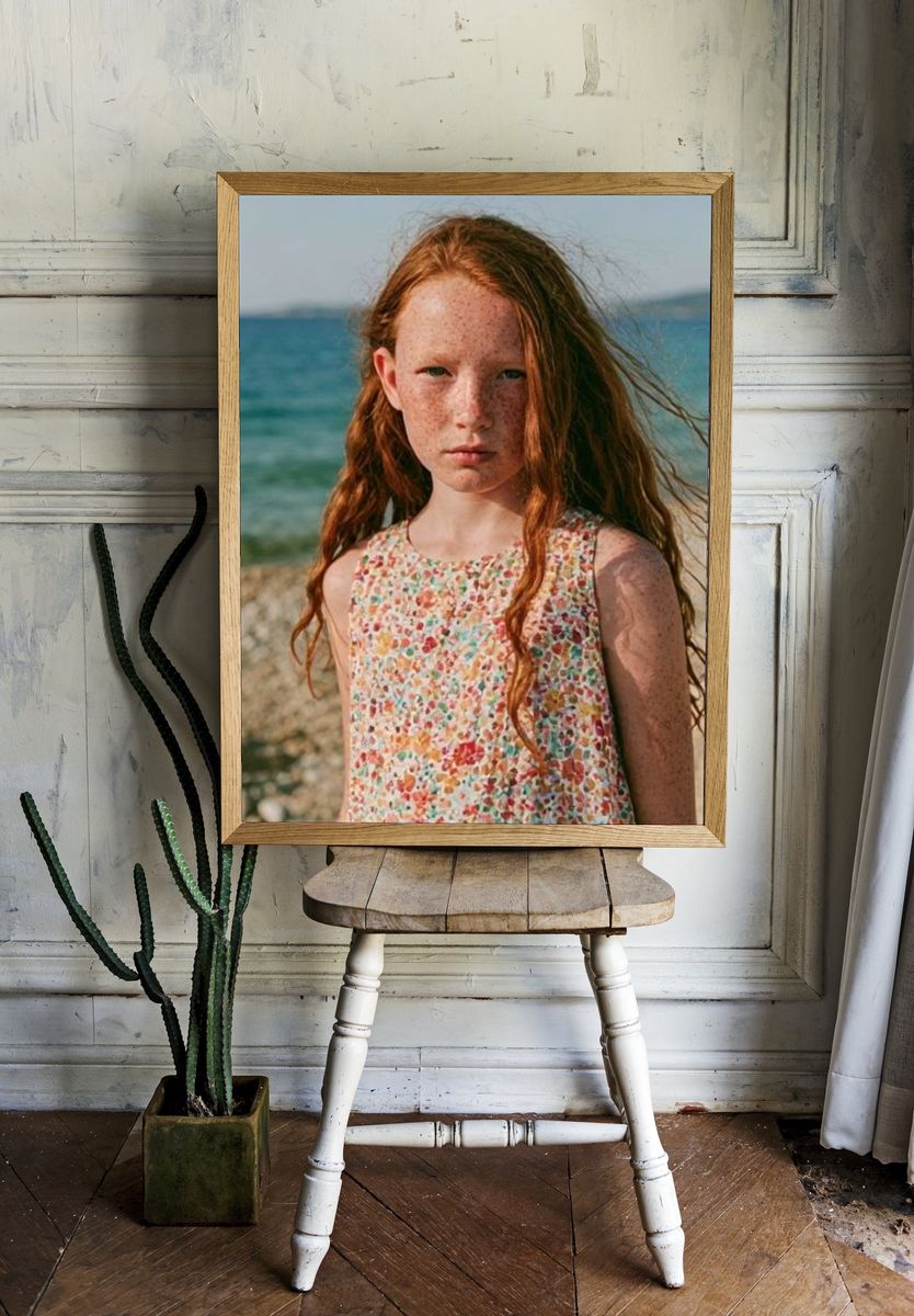 Freckled Girl by the Sea Photography Poster. — room view 1