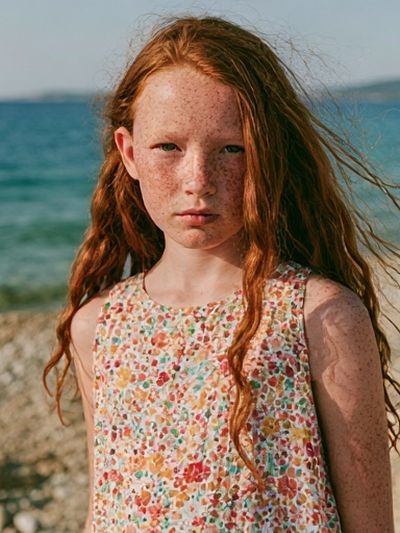 Freckled Girl by the Sea Photography Poster.