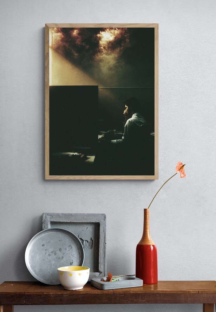 Moody Office Light Photography Poster. — room view 3