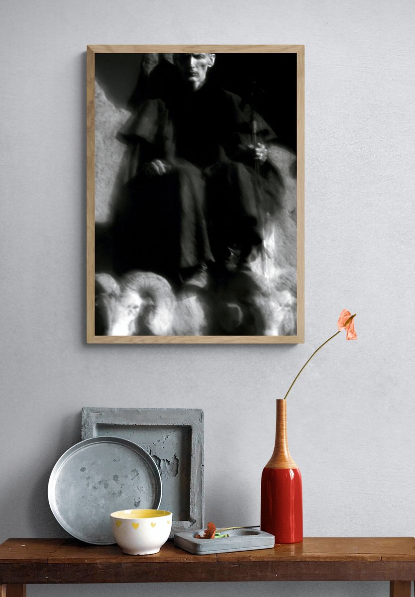 Ghostly Shepherd Portrait Print. — room view 3