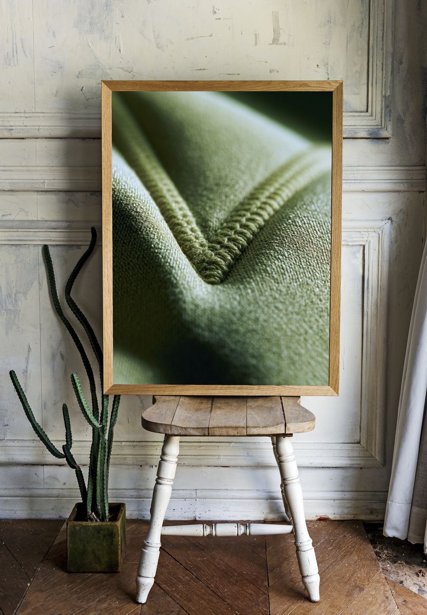Olive Fabric Macro Photography Poster. room preview