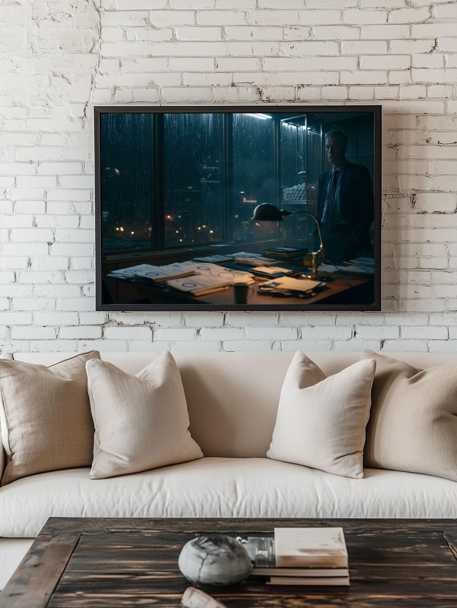 Rainy Office Noir Photography Poster. room preview
