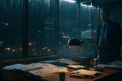 Rainy Office Noir Photography Poster.
