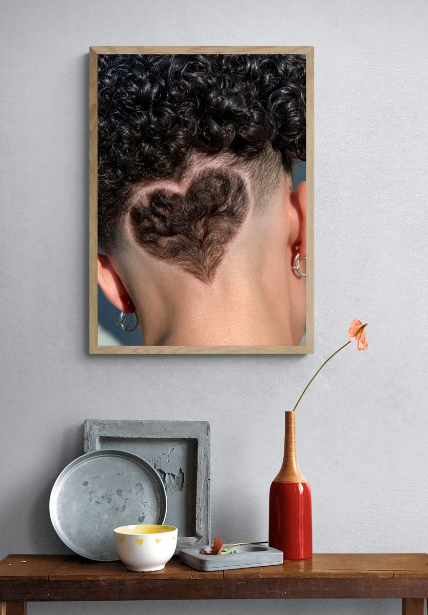 Curly Heart Undercut Photography Poster. — room view 3