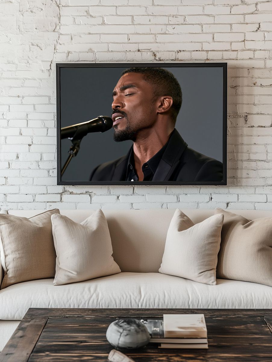Soulful Singer Portrait Photography Poster. — room view 1