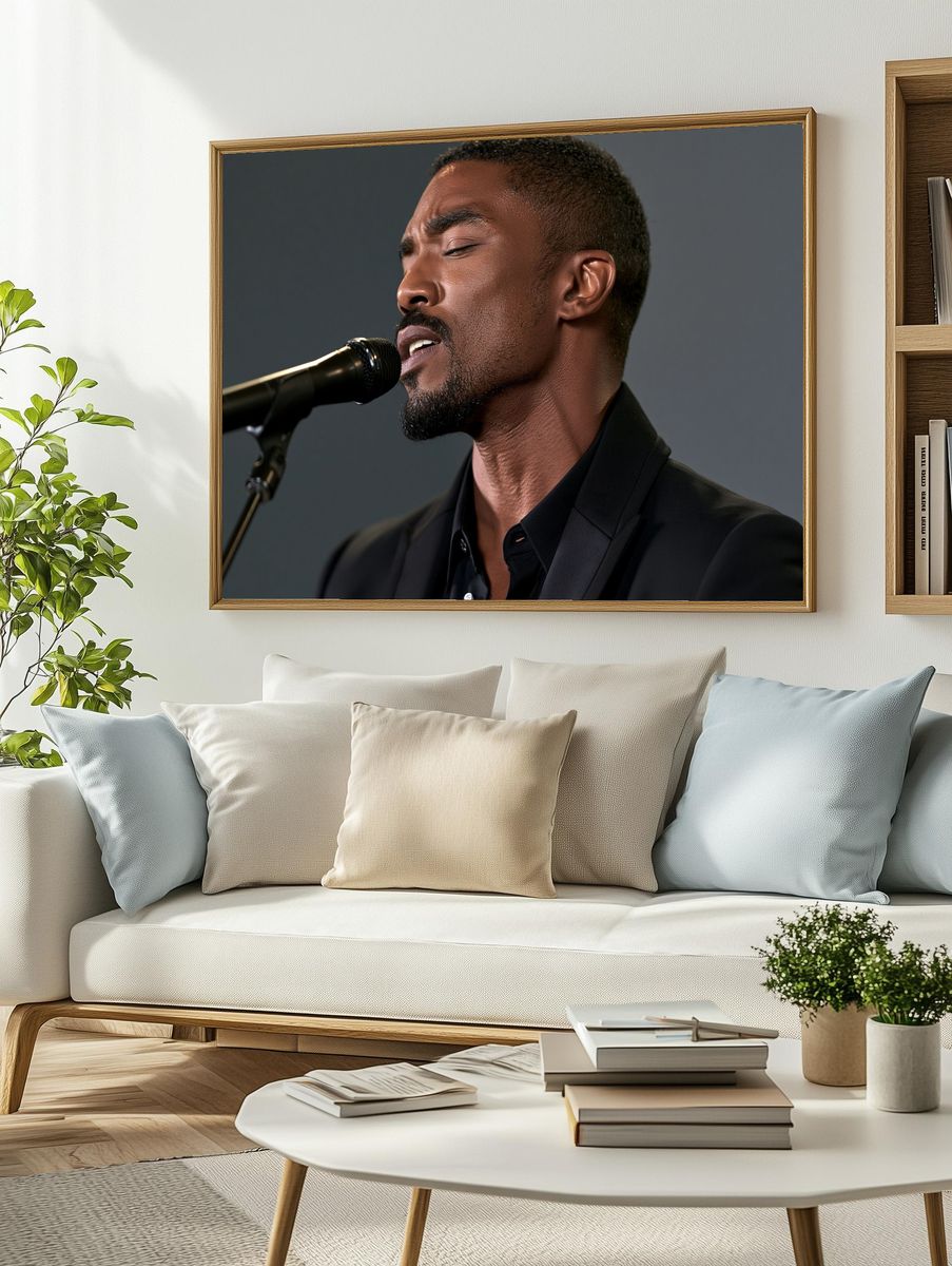 Soulful Singer Portrait Photography Poster. — room view 2