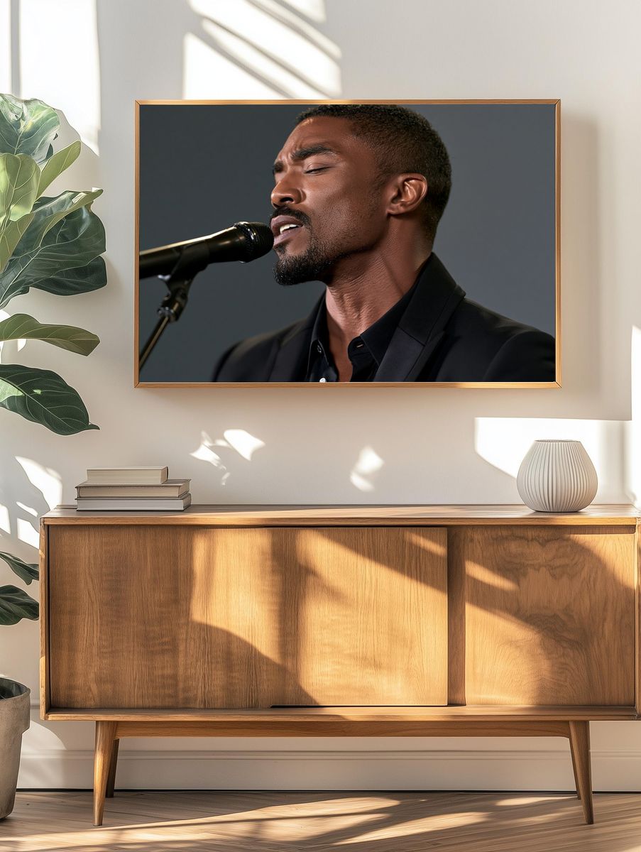Soulful Singer Portrait Photography Poster. — room view 3