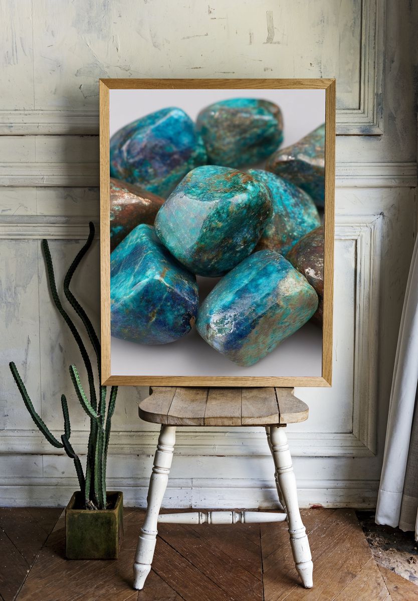 Turquoise Gemstones Photography Poster. — room view 1