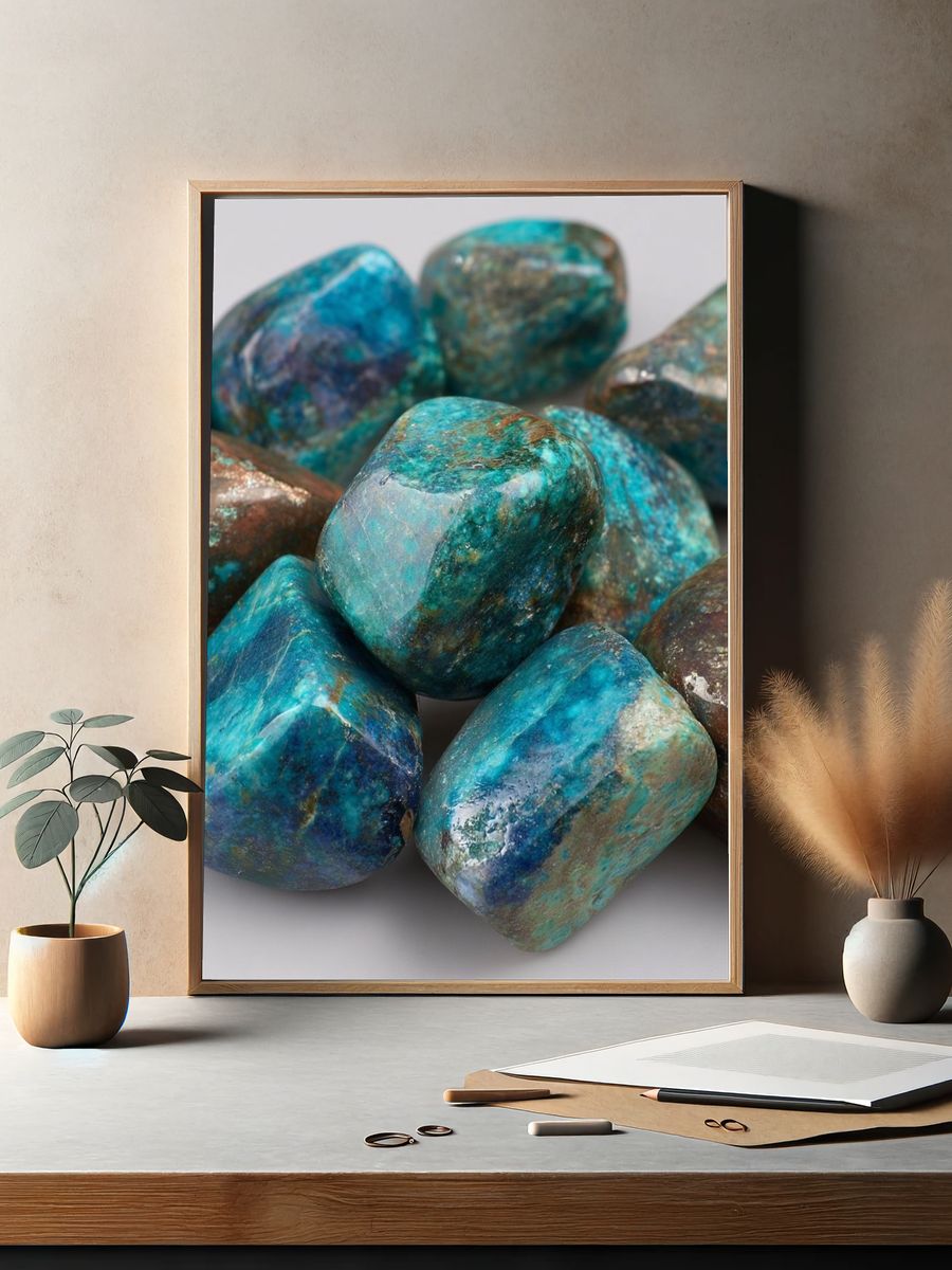 Turquoise Gemstones Photography Poster. — room view 2