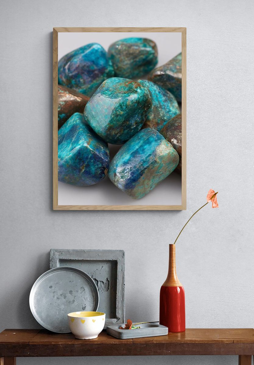 Turquoise Gemstones Photography Poster. — room view 3