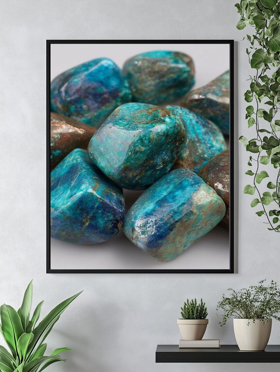 Turquoise Gemstones Photography Poster. — room view 4