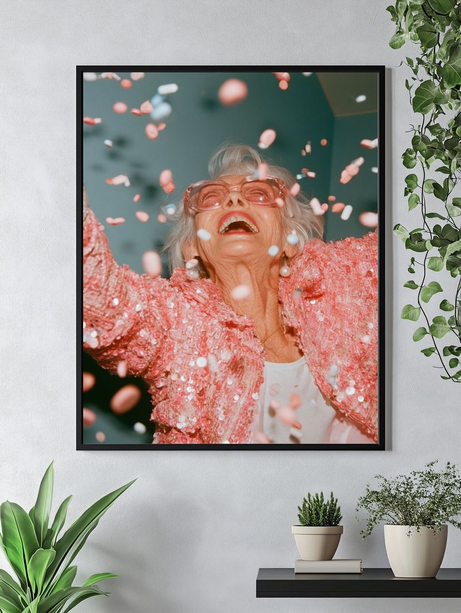 Joyful Confetti Portrait Poster. — room view 4