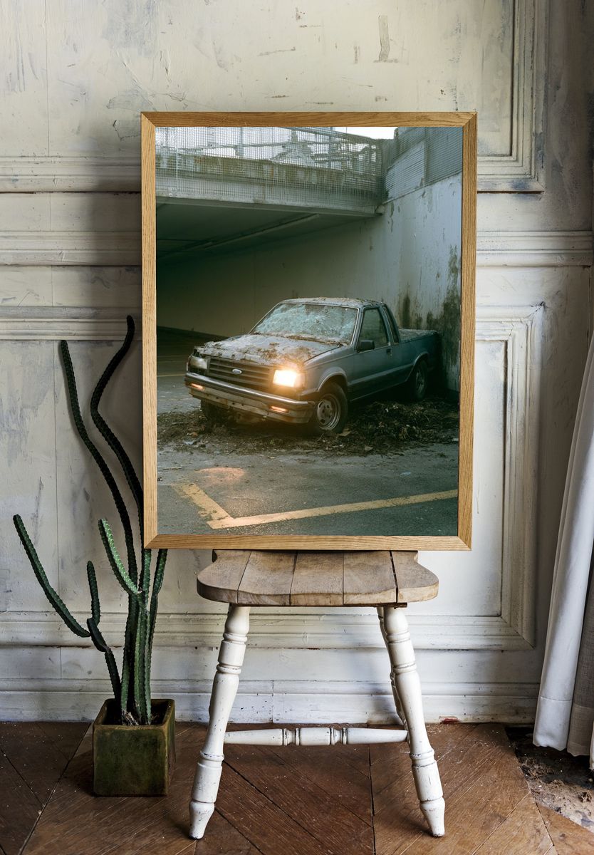 Abandoned Pickup Truck Photography Poster. room preview