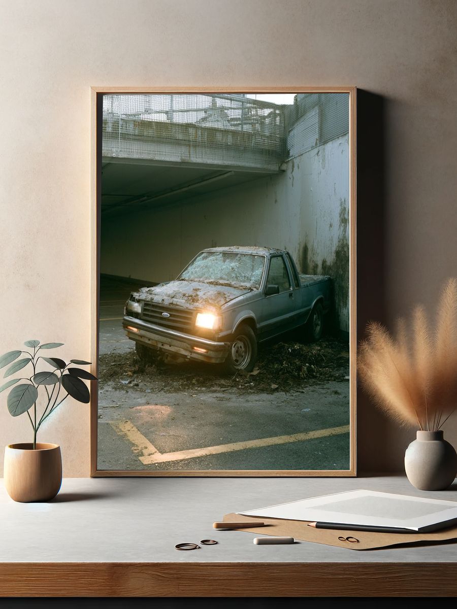 Abandoned Pickup Truck Photography Poster. — room view 2