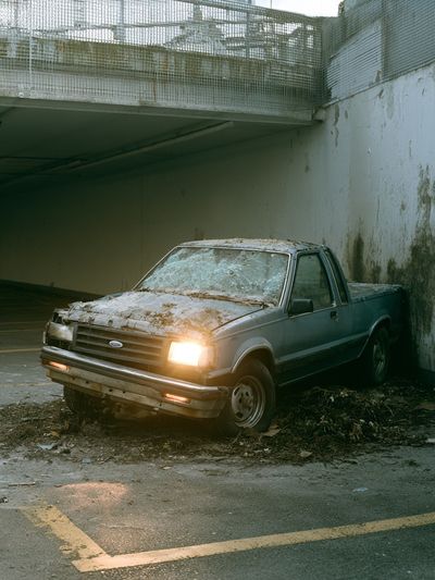 Abandoned Pickup Truck Photography Poster.